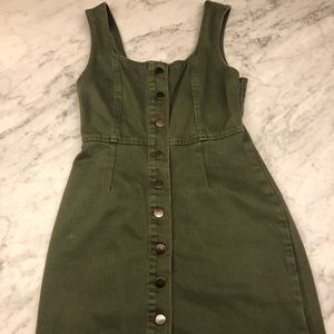 Urban Outfitters Green Button-Through Denim Dress